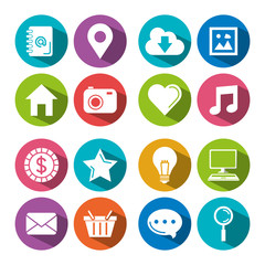 set of social media sign and symbol elements on white background vector illustration