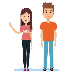 Fototapeta premium friends young people in casual clothes man and girl vector illustration