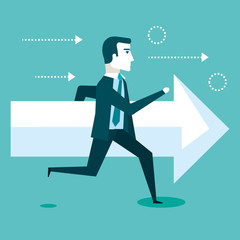 financial success running man arrow business vector illustration