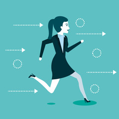 business woman people running to success vector illustration