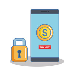secure shopping cellphone money banking internet icon vector illustration