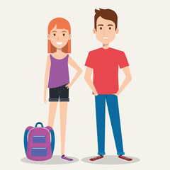 Fototapeta premium couple of students the guy and the girl on a white background vector illustration
