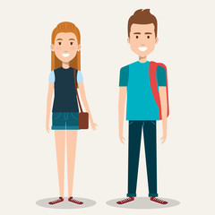 Obraz premium couple of students the guy and the girl on a white background vector illustration