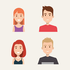 group of people students portrait young style vector illustration