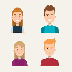 group of people students portrait young style vector illustration