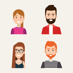 group of people students portrait young style vector illustration
