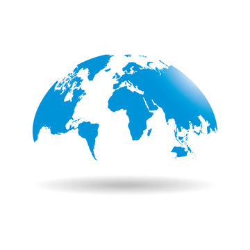 Blue world map globe isolated on white background
