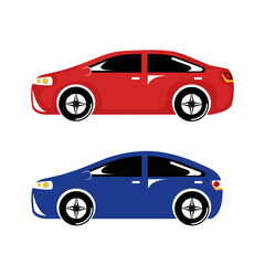 two car luxury automobile modern detailed style design vector illustration