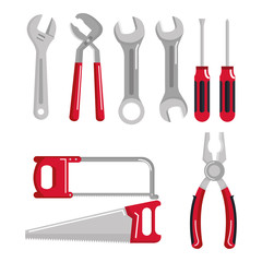 set building construction and home repair tools vector illustration