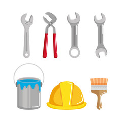 set building construction and home repair tools vector illustration
