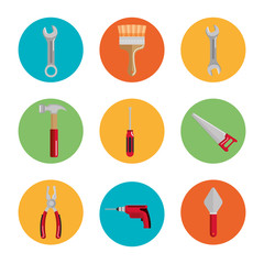 set building construction and home repair tools vector illustration