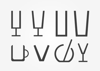 Glasses in different type on white background.