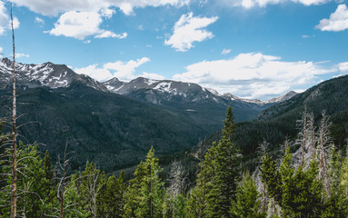 Mountain valleys and peaks of the Rocky Mountains