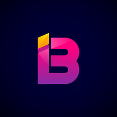 Letter B Modern glossy logo, Vector abstract origami, Digital, Technology, Media for your Corporate identity
