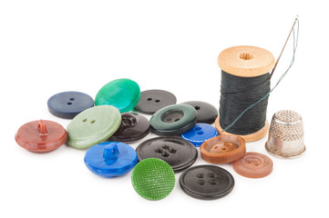 Spool of thread with buttons