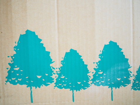Art pattern printed on brown cardboard box