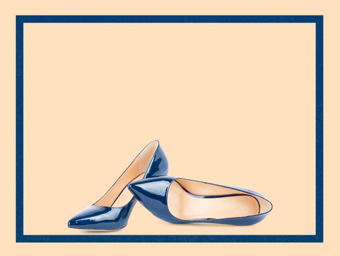 Beautiful blue classic women shoes