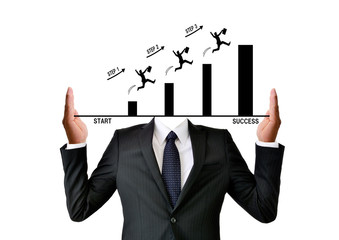 ビジネスイメージを掲げたビジネスマン