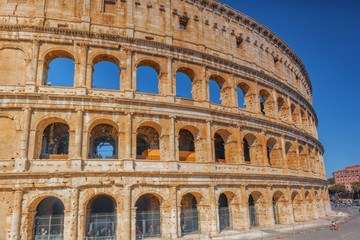 Fototapeta na wymiar Beautiful landscape of the Colosseum in Rome- one of wonders of the world in the morning time.