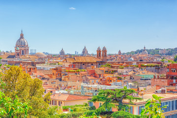 Obraz premium Beautiful landscape view of Rome, or his called Eternal City from Terrazza del Pincio. Italy.