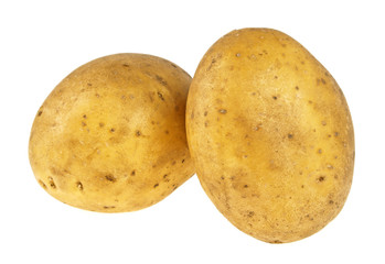 Two potatoes on a white background
