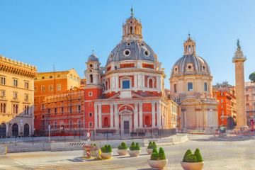  Rome- one of the  most beautiful cities in the world. Piazza Foro Traiano. View on Church SS Nome...