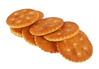 Dry cracker cookies isolated on white background