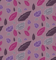Vector, seamless abstract violet pattern leaves