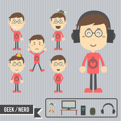 Geek / Nerd character illustration - vector pack