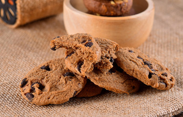 Coffee Chocochips cookies on wood