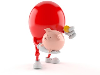 Balloon character holding piggy bank