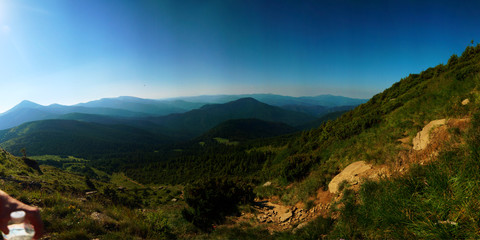 Mountain trekking, a walk in the mountains, trekking in the mountains