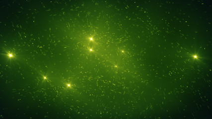 Green glow particles abstract background
