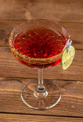 summer cocktail on a wooden table