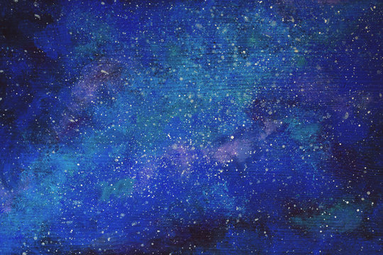 Galaxy painted ove the wooden background © netrun78