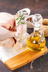 Fresh raw chicken and spices