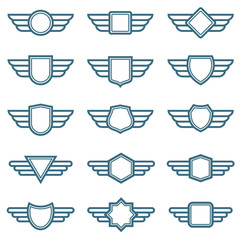 Eagle wings army vector badges. Aviation wing labels. Winged pilot emblems © MicroOne