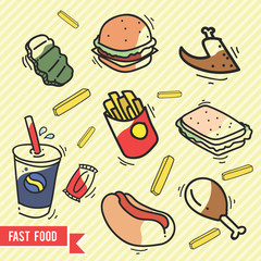 fast food doodle logo / icon bundle
