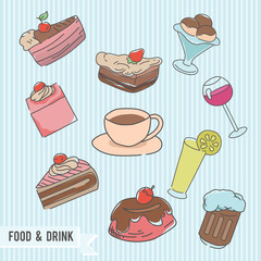 food & drink doodle logo / icon bundle
