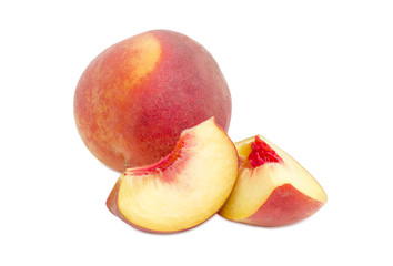 Whole peach and two peach slices