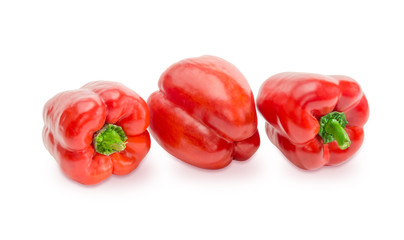 Red bell peppers on a white background