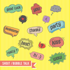 shout / bubble talk doodle logo / icon bundle