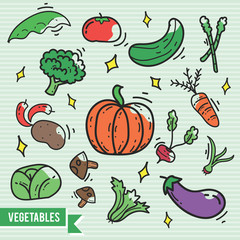 vegetables doodle logo / icon bundle