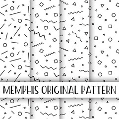 Memphis geometric shapes seamless pattern pack