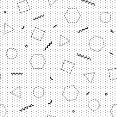 Black and white memphis collection seamless pattern 