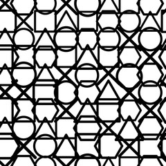 Memphis geometric, overlapping geometric shapes texture seamless pattern 