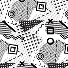 Black and white memphis collection seamless pattern 