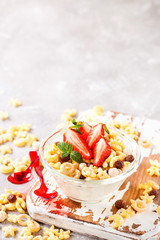 Healthy cold cereal with berry