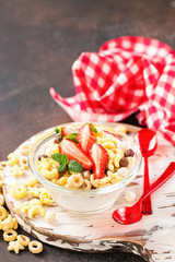 Healthy cold cereal with berry