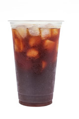 Iced coffee black coffee on white background
